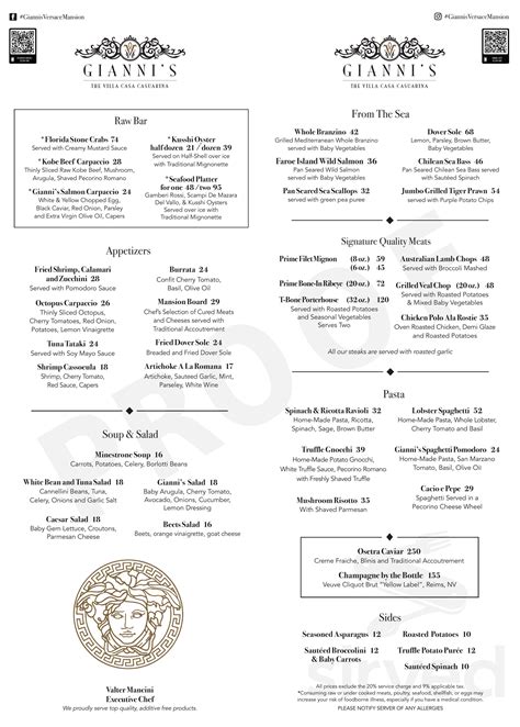 gianni's at the versace|gianni's versace restaurant menu.